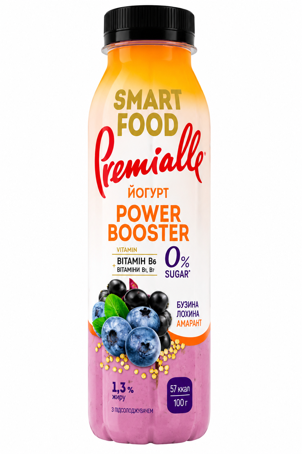 Йогурт ПЕТ SMART FOOD бузина лохина амарант 1,3% 290г/8шт ТМ Premialle 