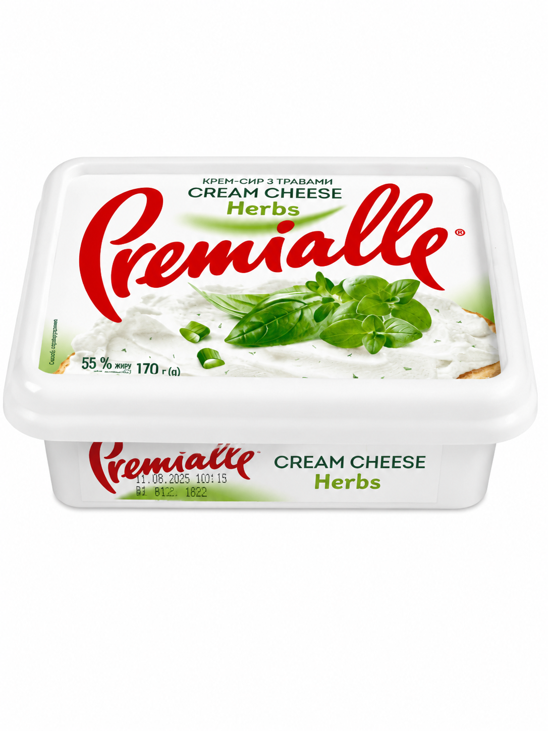 Крем-сир З травами 55% ванночка 170г/16шт ТМ Premialle