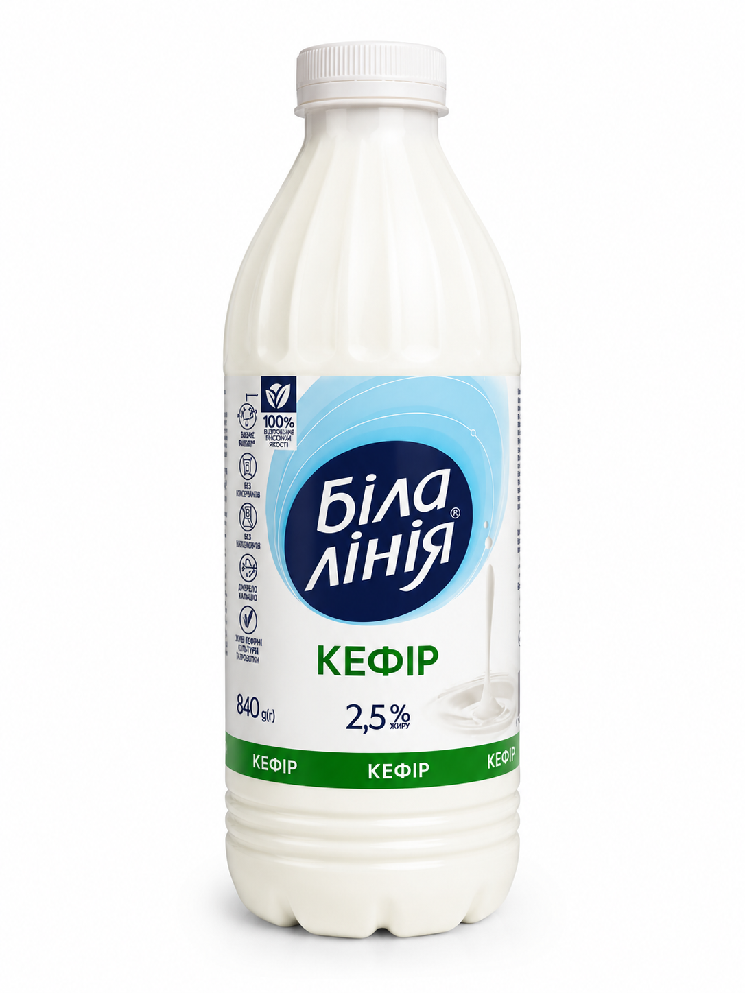 Кефір 2,5%  ПЕТ 840г/6штТМ Біла Лінія