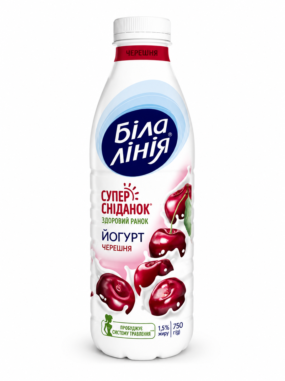 ЙОГУРТ  черешня 1.5%БЛ ПЕТ 750г/6шт ТМ Біла Лінія