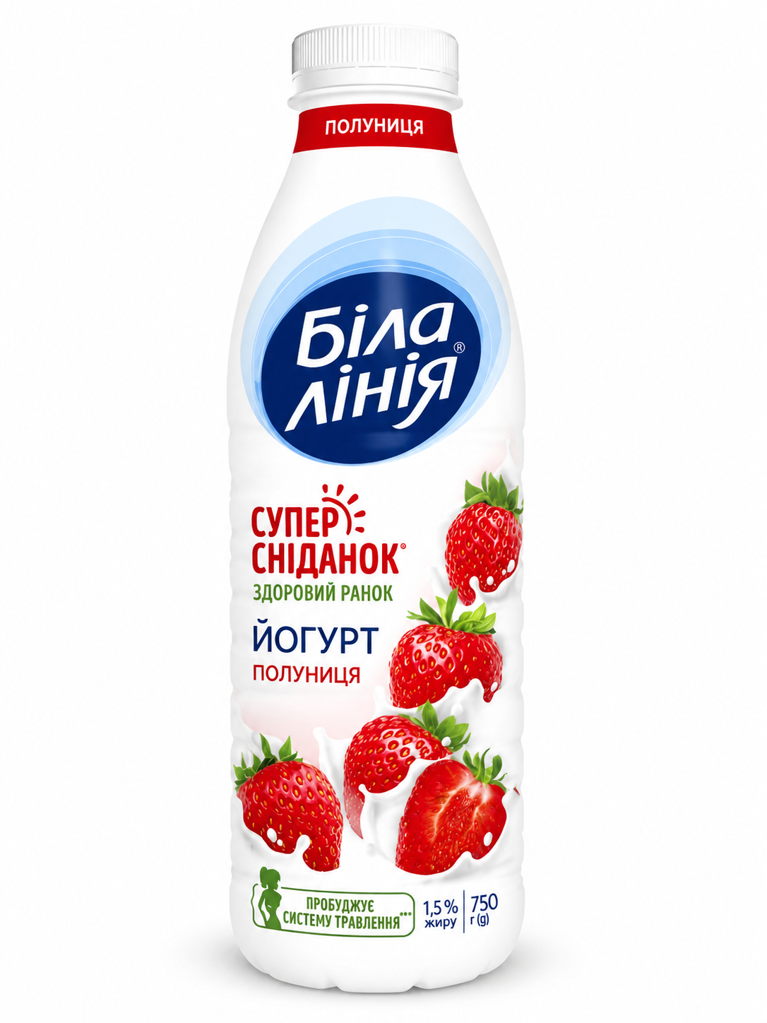 ЙОГУРТ  полуниця 1.5% БЛ ПЕТ 750г/6шт ТМ Біла Лінія