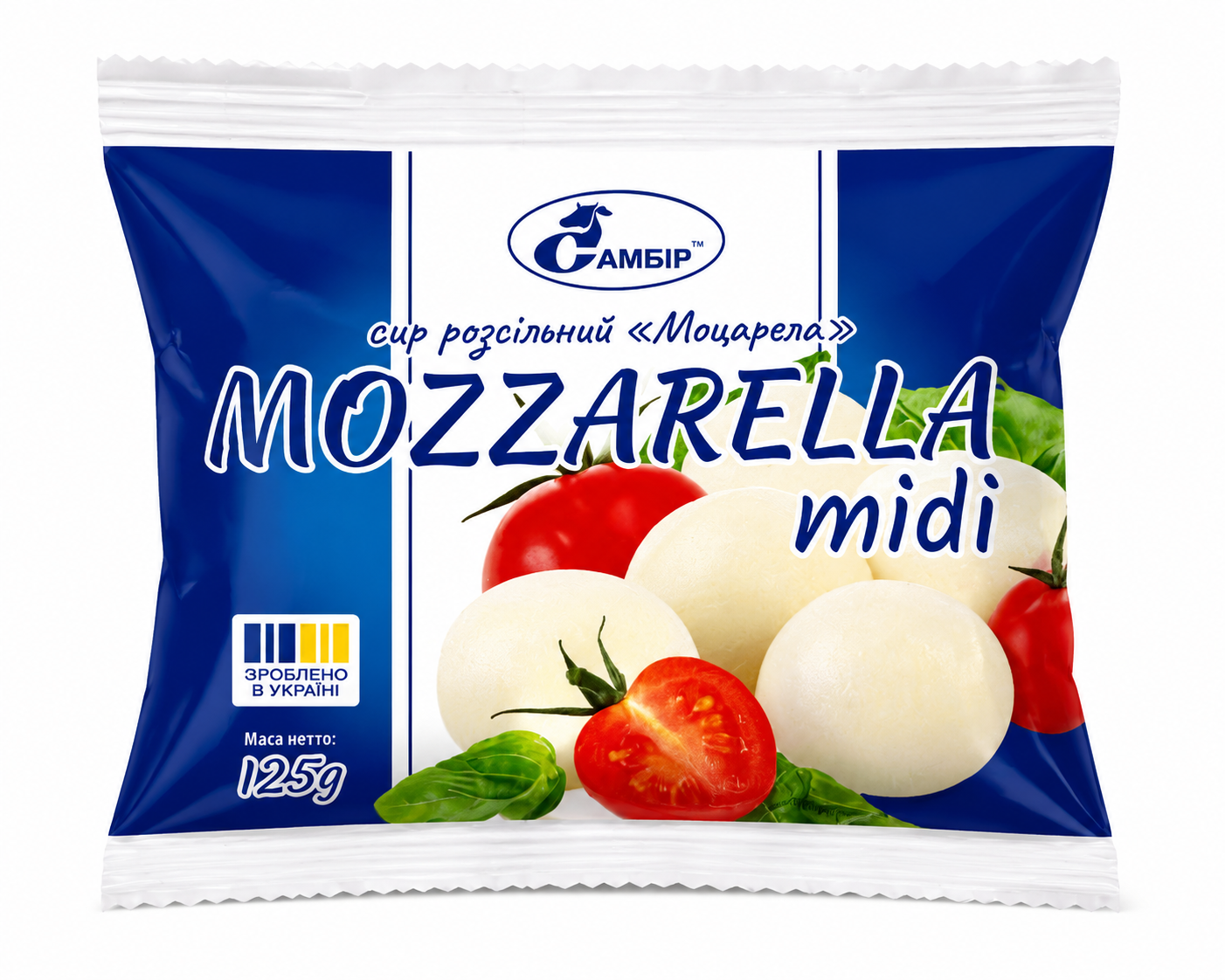 СА/ Сир розсільний "МОЦАРЕЛЛА" Міді у розсолі 45% 125г/10шт (Самбір)